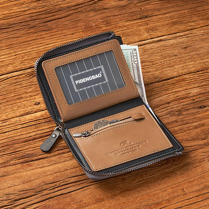 Retro Bi-fold Zipper Wallet
