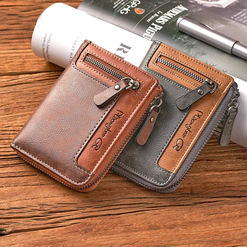 Retro Bi-fold Zipper Wallet