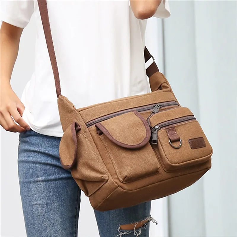 Sac messager décontracté en toile à bandoulière
