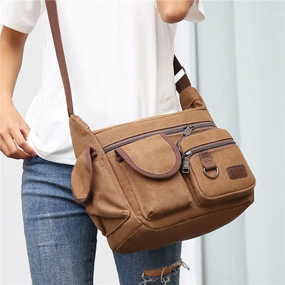 Sac messager décontracté en toile à bandoulière