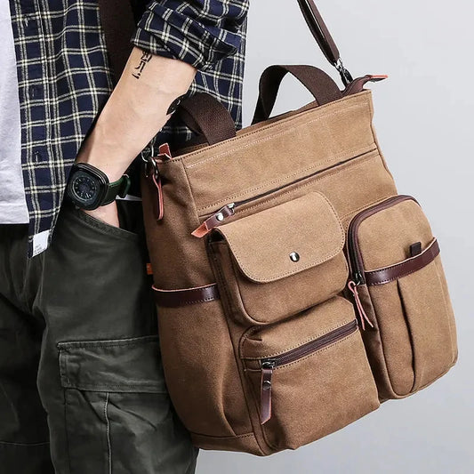 Sac messager en toile à compartiments multiples