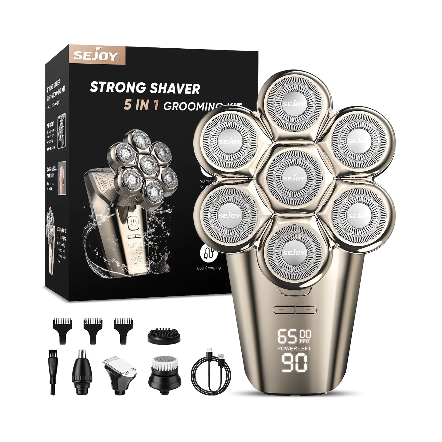 LED Waterproof Head Shaver & Grooming Kit